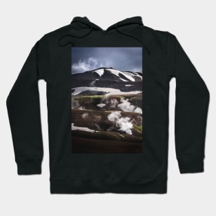 Mountains seen on Laugavegur Hiking Trail with Steamy River in Iceland Hoodie